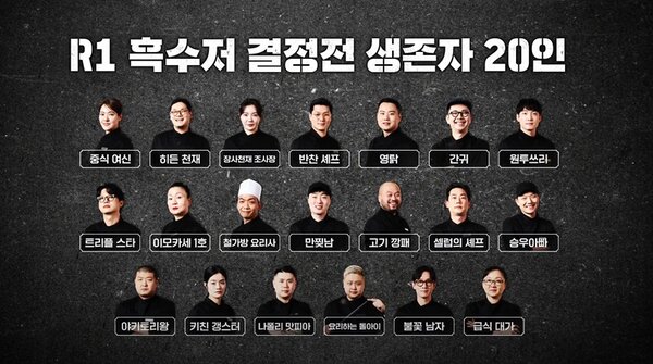 흑백요리사 퀴즈 R1 흑수저 결정전 생존자 20인 요리 보고 이름 맞추기