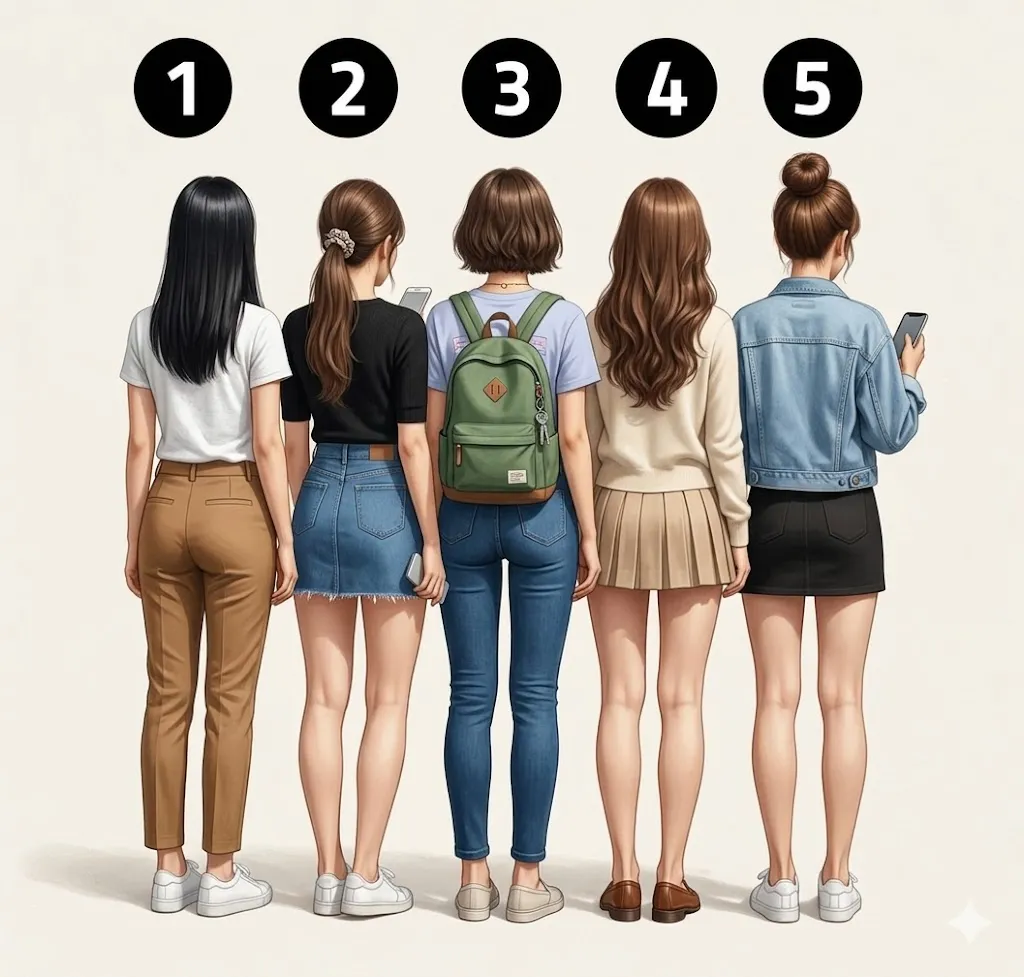 여자 뒷모습 5명 중 누가 제일 예뻐 보이나요?