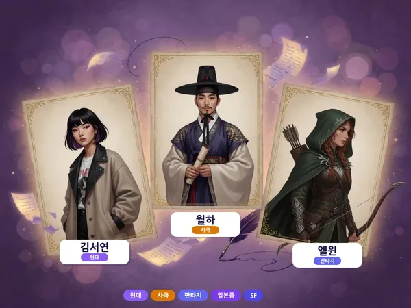 캐릭터 이름 생성기 - 소설·웹툰·게임 캐릭터 이름 짓기 (현대·사극·판타지·서양식) 🎭