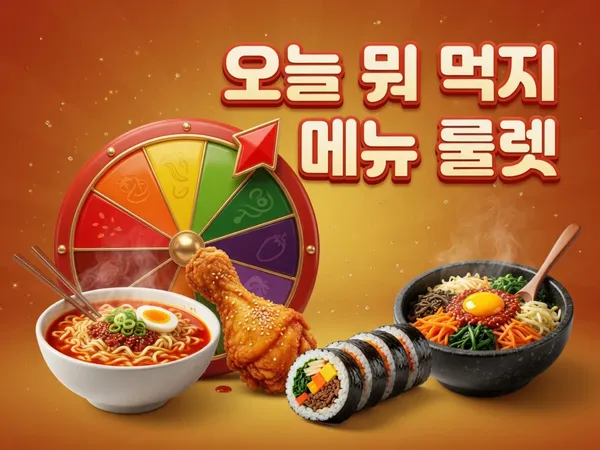 점심 메뉴 추천 룰렛 - 오늘 뭐 먹지? 저녁 메뉴 랜덤 뽑기 🍽️